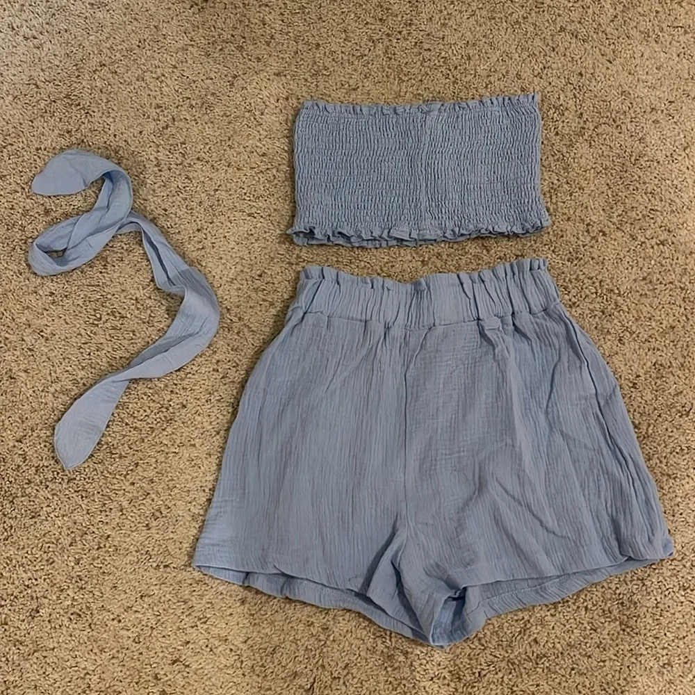 Shein baby blue matching set Small #84 NWOT